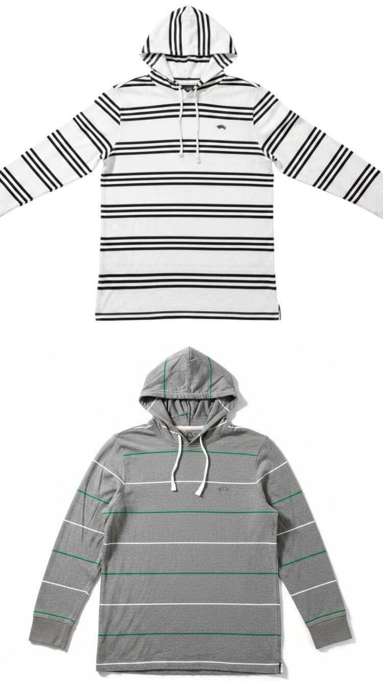 American Rag Striped Hooded T Shirt Y2K Skater Surf Casual Hoodie (2) Size M
